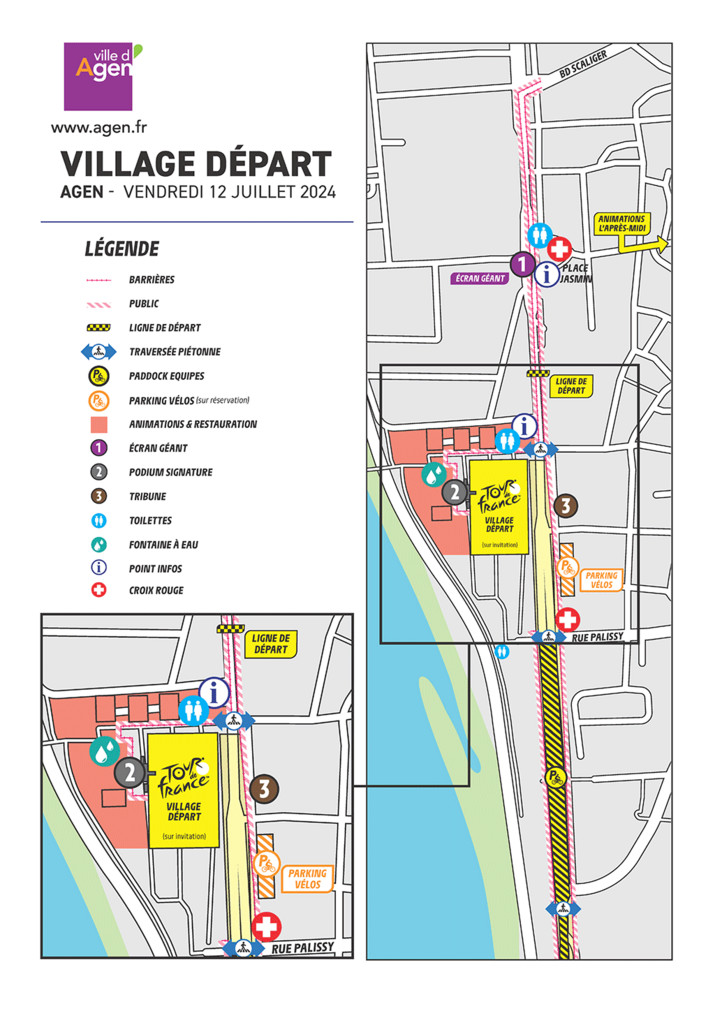 Tour de France 2024 à Agen : plan village départ / village animations