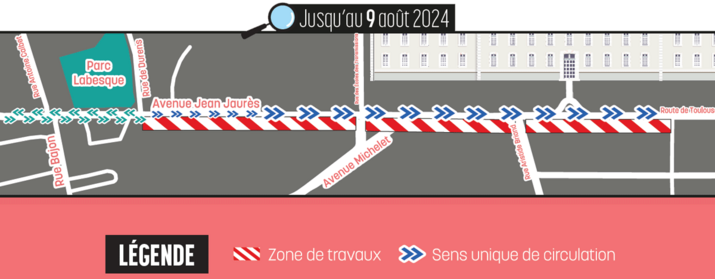 Zone de travaux jusqu'au 9 août 2024 